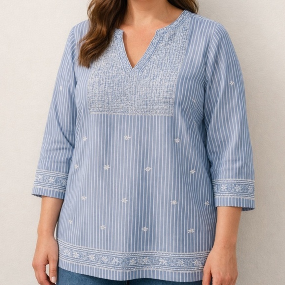 Gretchen Scott Designs The Brooks Tunic in Blue and White